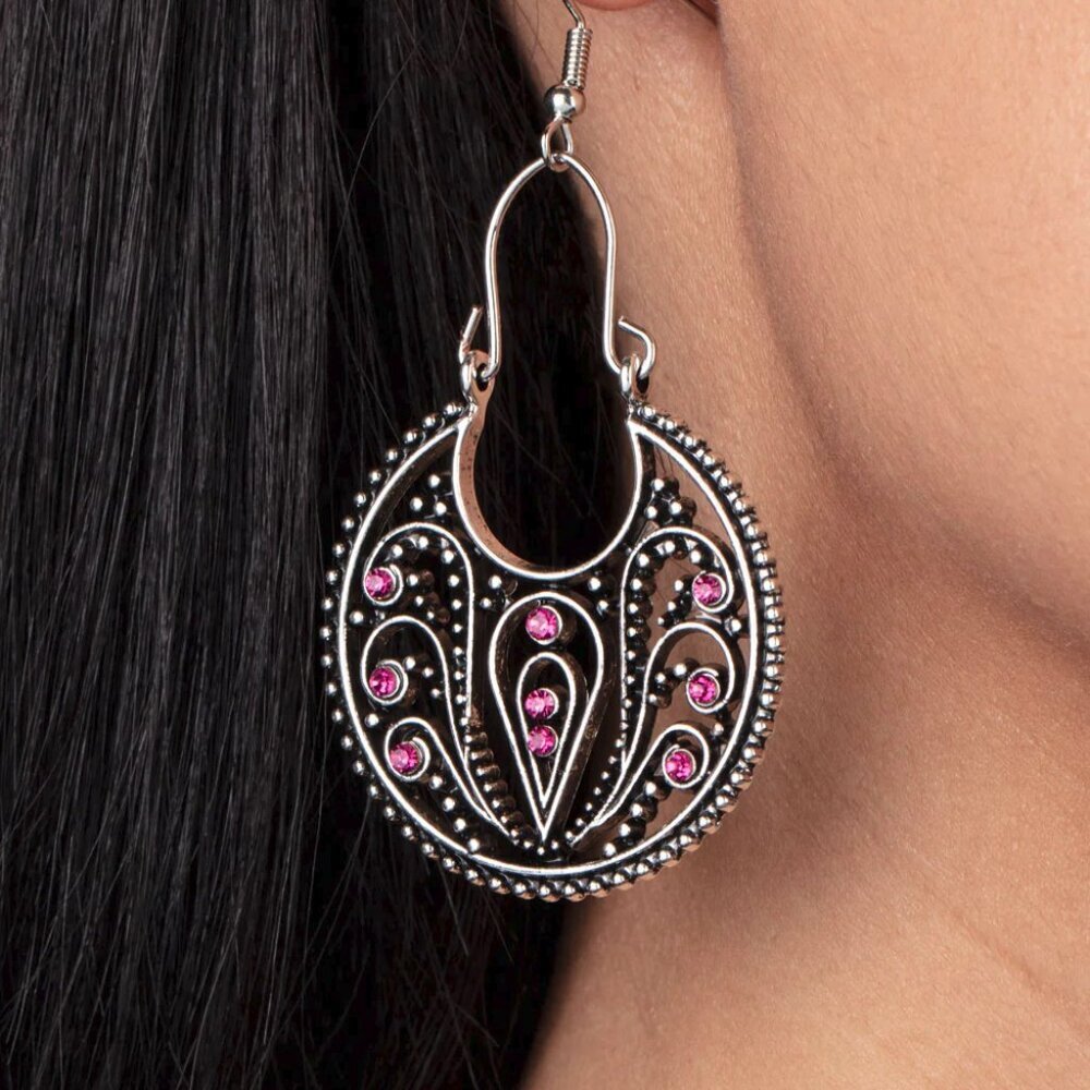 Paparazzi Jewelry Accessories - Vineyard Villa - Pink Earrings - Vintage